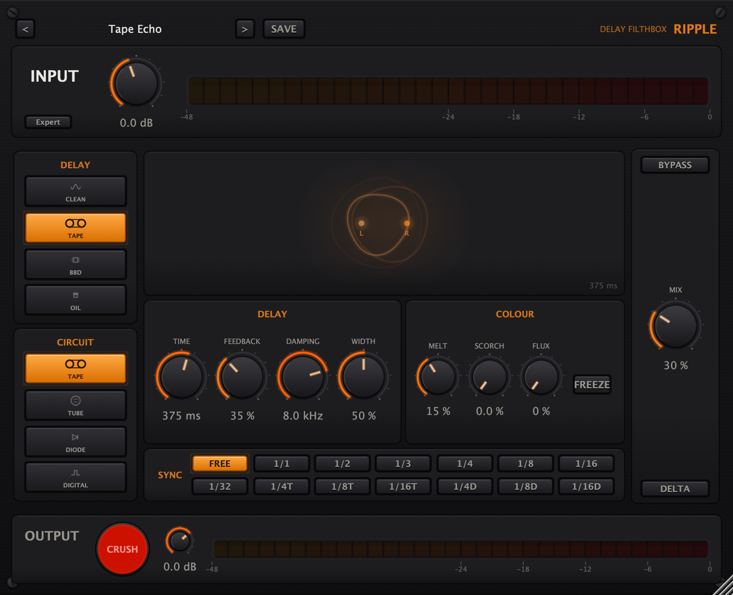 RIPPLE — Delay Filthbox plugin interface